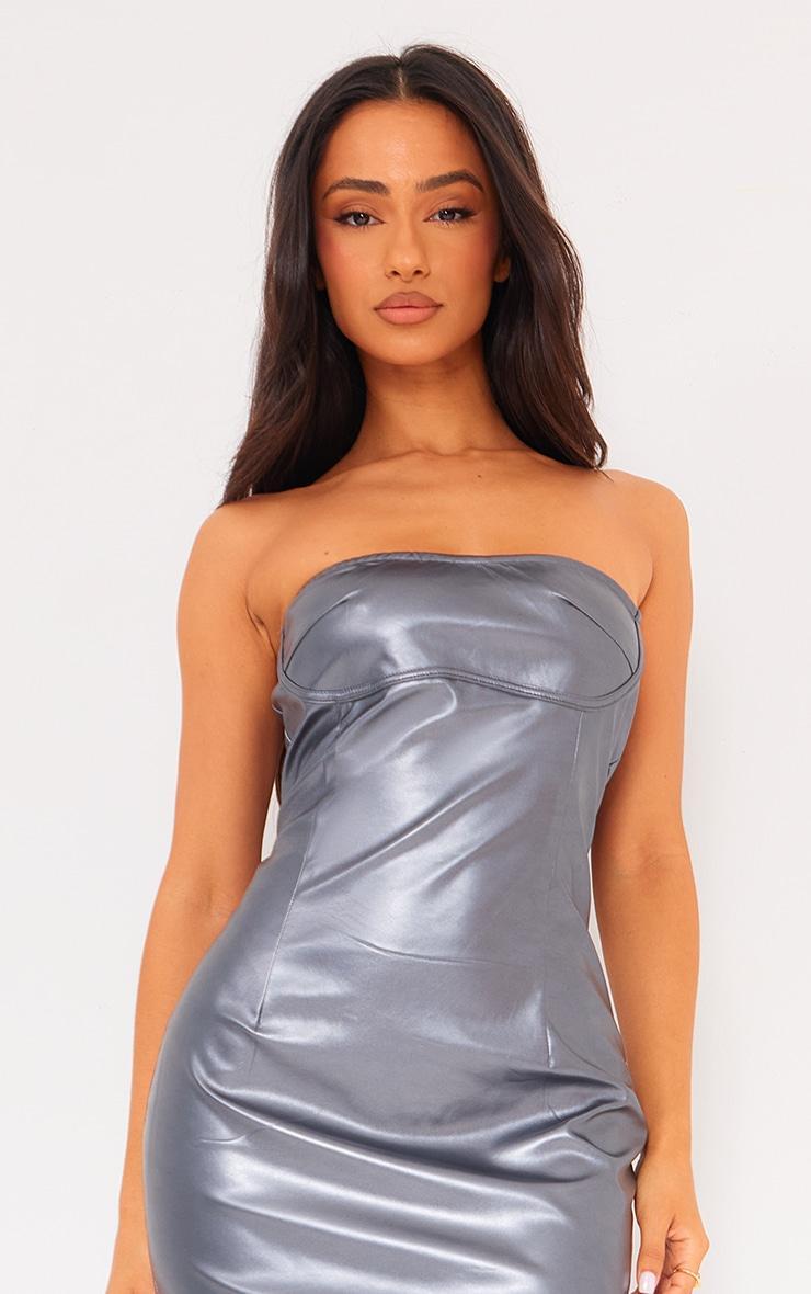 Petite Gunmetal Grey Metallic Midaxi Dress Product Image