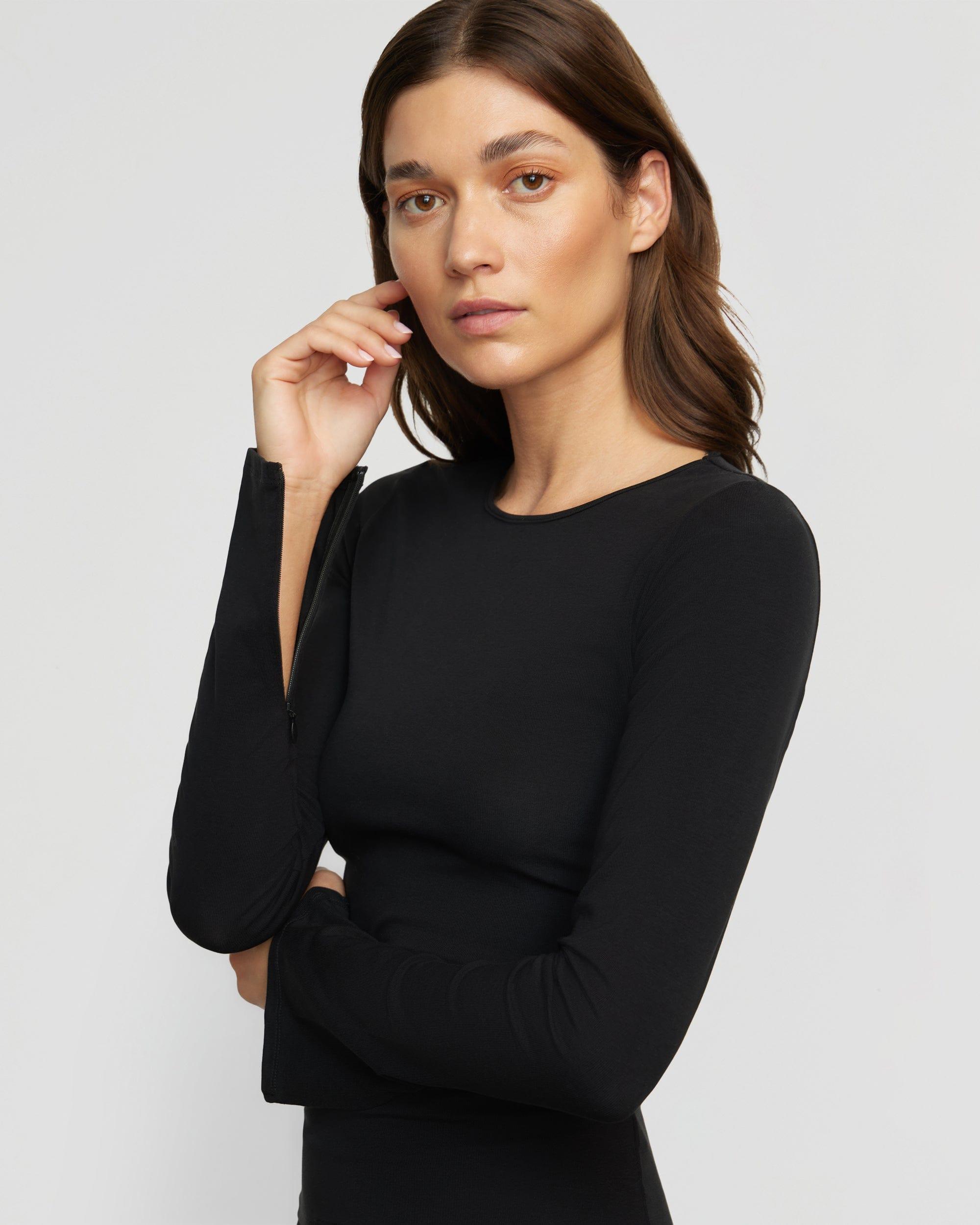 Ronit Zipper-Sleeve Crew-Neck Tee Product Image