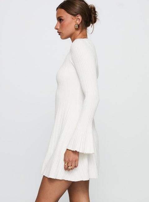 Terraces Long Sleeve Mini Dress White Product Image