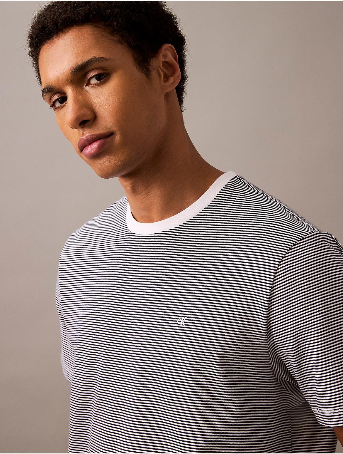 Calvin Klein Men's Smooth Cotton Stripe Classic T-Shirt - Grey - XL Product Image