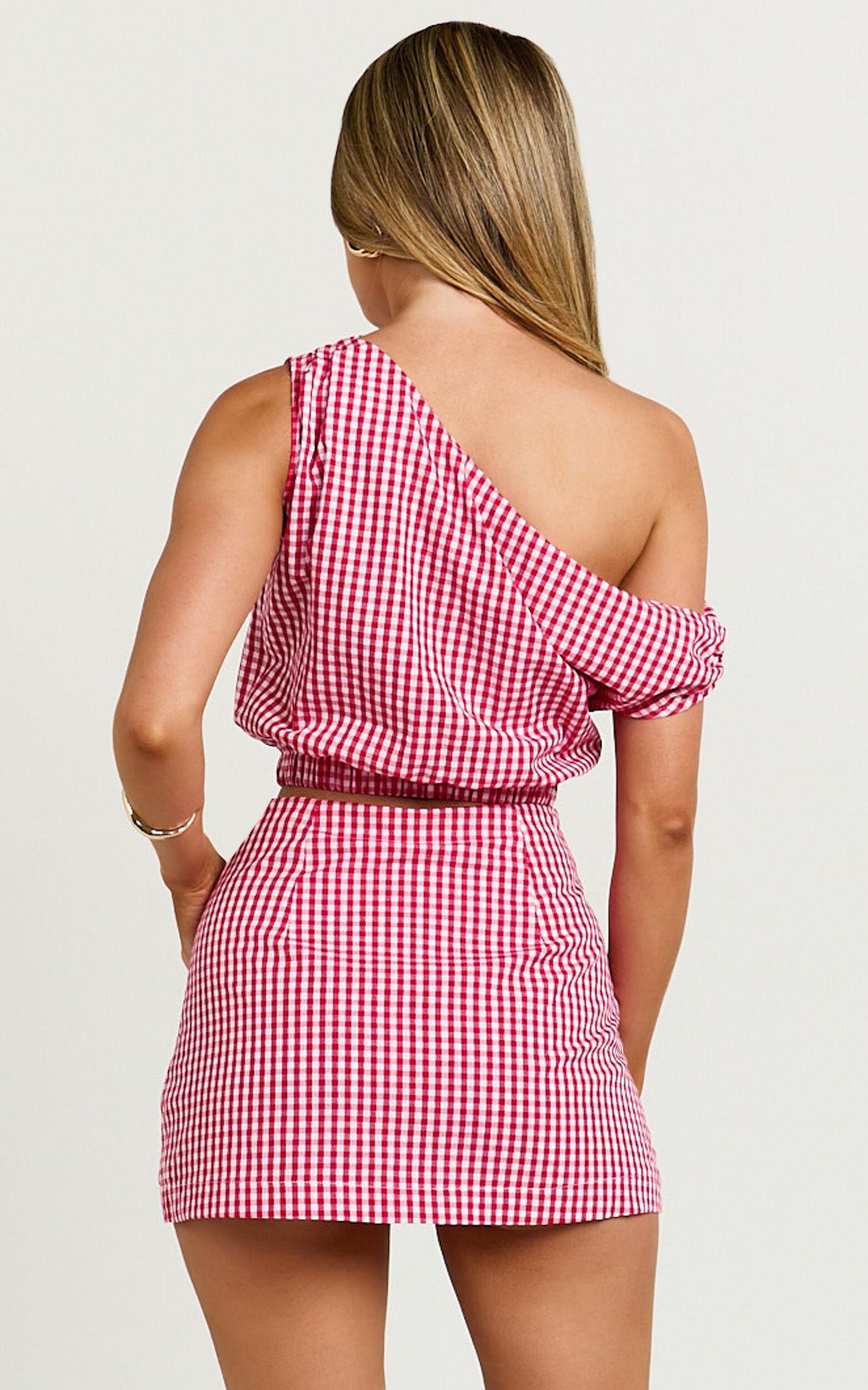 Margie Skirt -  Mini Skirt in Red Gingham Product Image