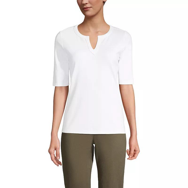 Womens Lands End Modern Half Sleeve Splitneck Top Blue Shadow Product Image