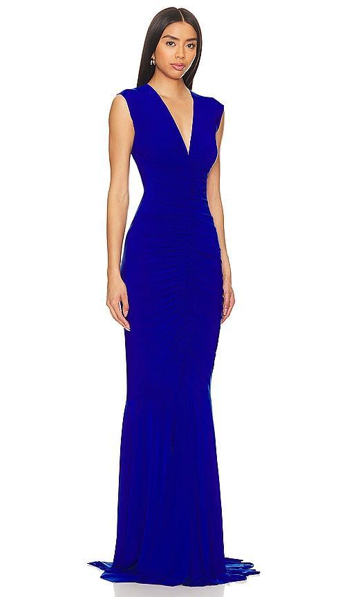 Womens Sleeveless Shirred Fishtail Gown Product Image