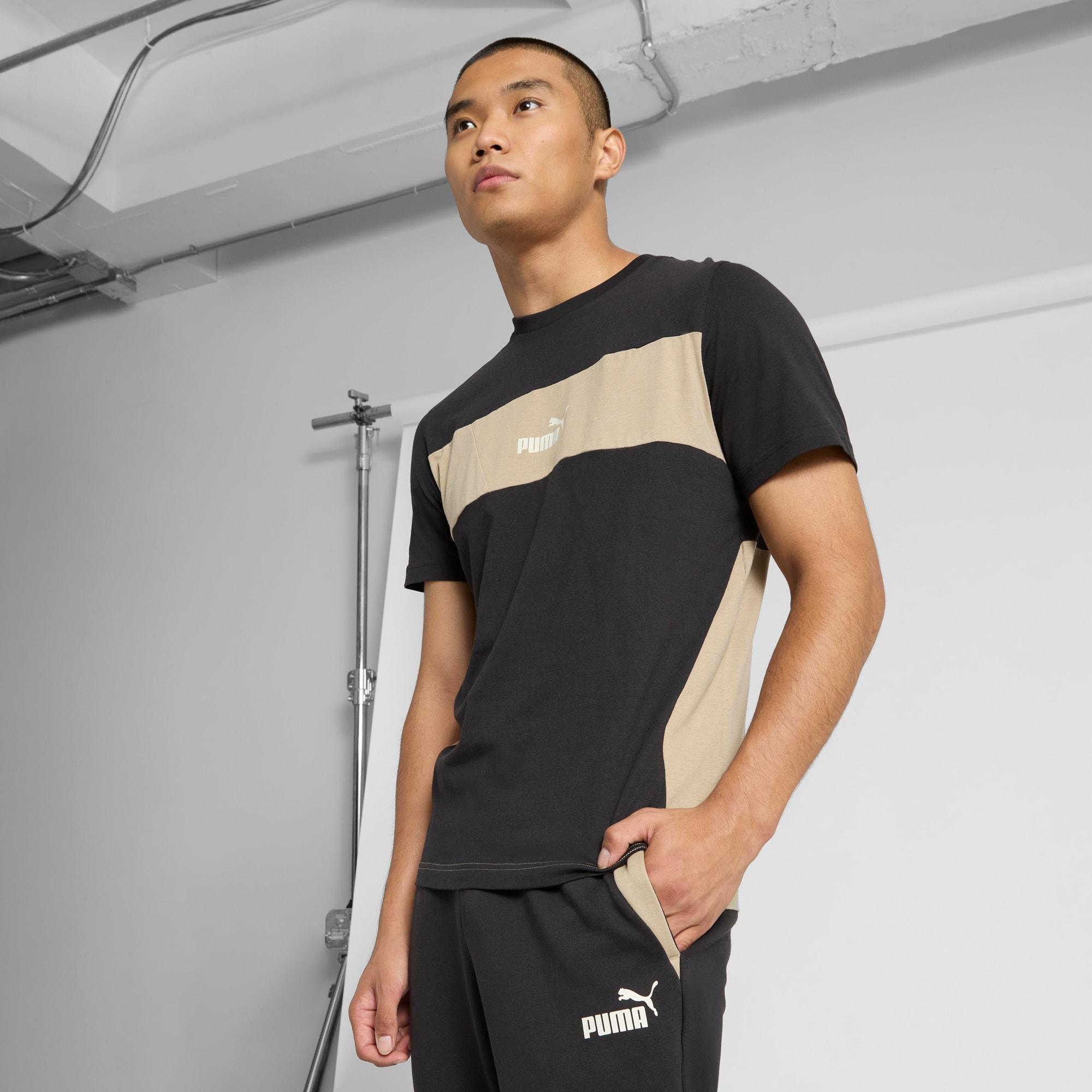 PUMA Power Men's Colorblock T-Shirt in Grey Skies Product Image