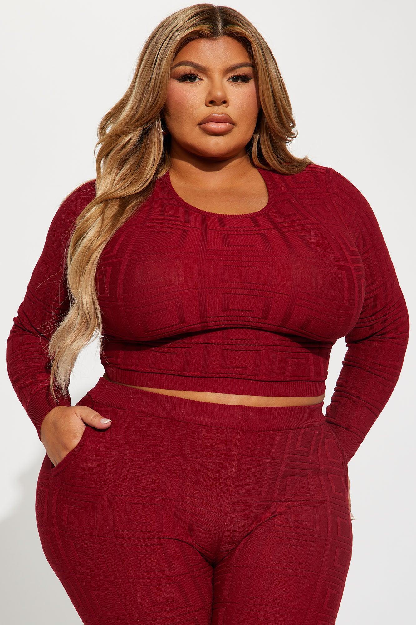 Never Complaining Sweater Legging Set - Burgundy Female Product Image