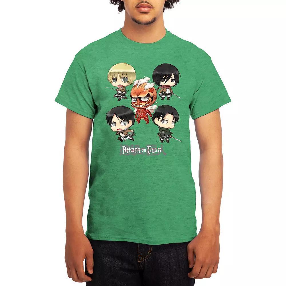 Men's Attack on Titan Chibi Character Arranged Graphic Tee, Size: Large, Grey Navy Product Image