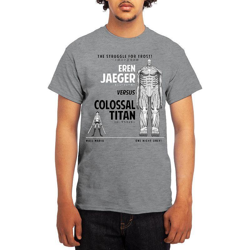 Men's Attack on Titan Eren Versus Colossal Titan Graphic Tee, Size: Large, Grey Lt Blue Product Image