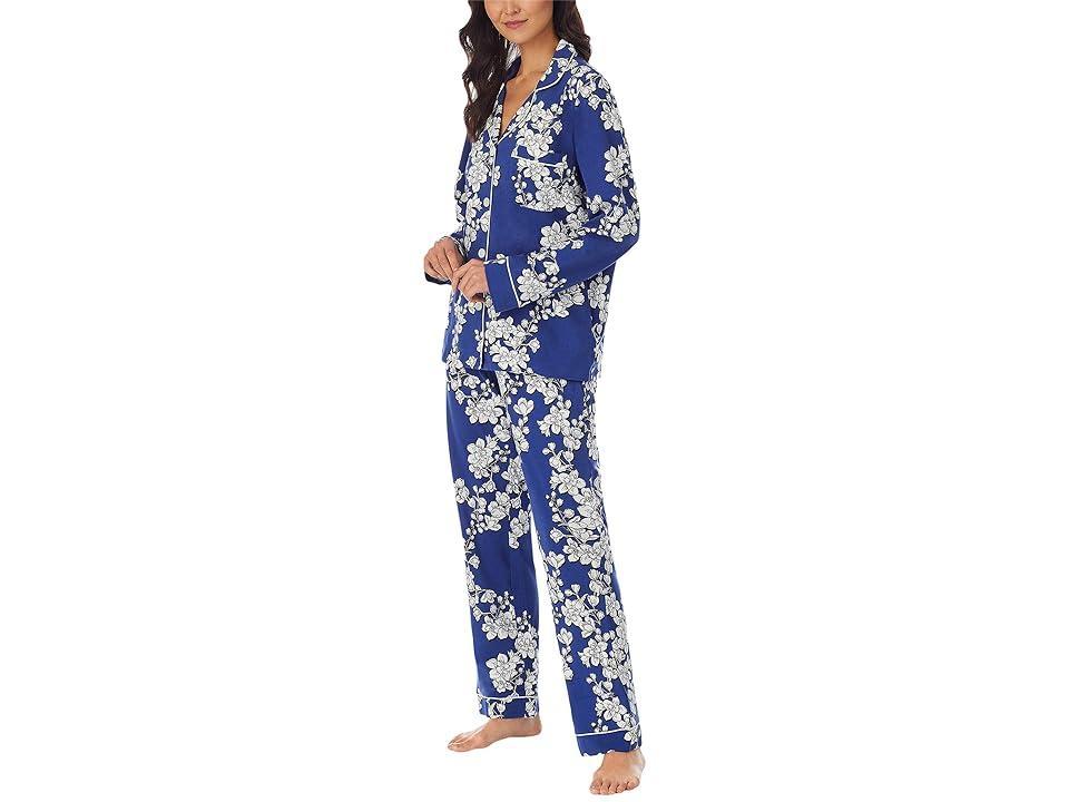 Bedhead PJs Long Sleeve Classic Notch Collar Pajama Set (Cotton Spandex) (Navy Shadow Blossom) Women's Pajama Sets Product Image