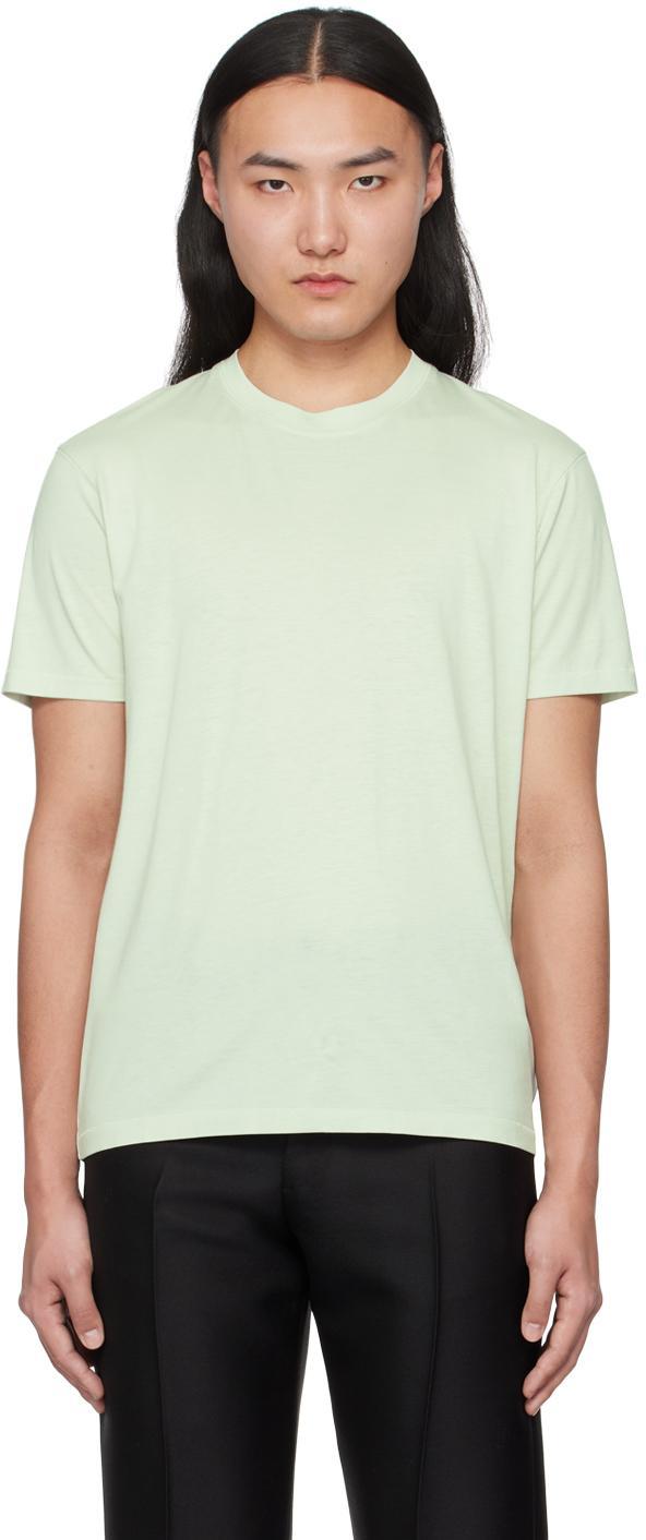 TOM FORD Green Crewneck T-shirt In Pale Mint Product Image