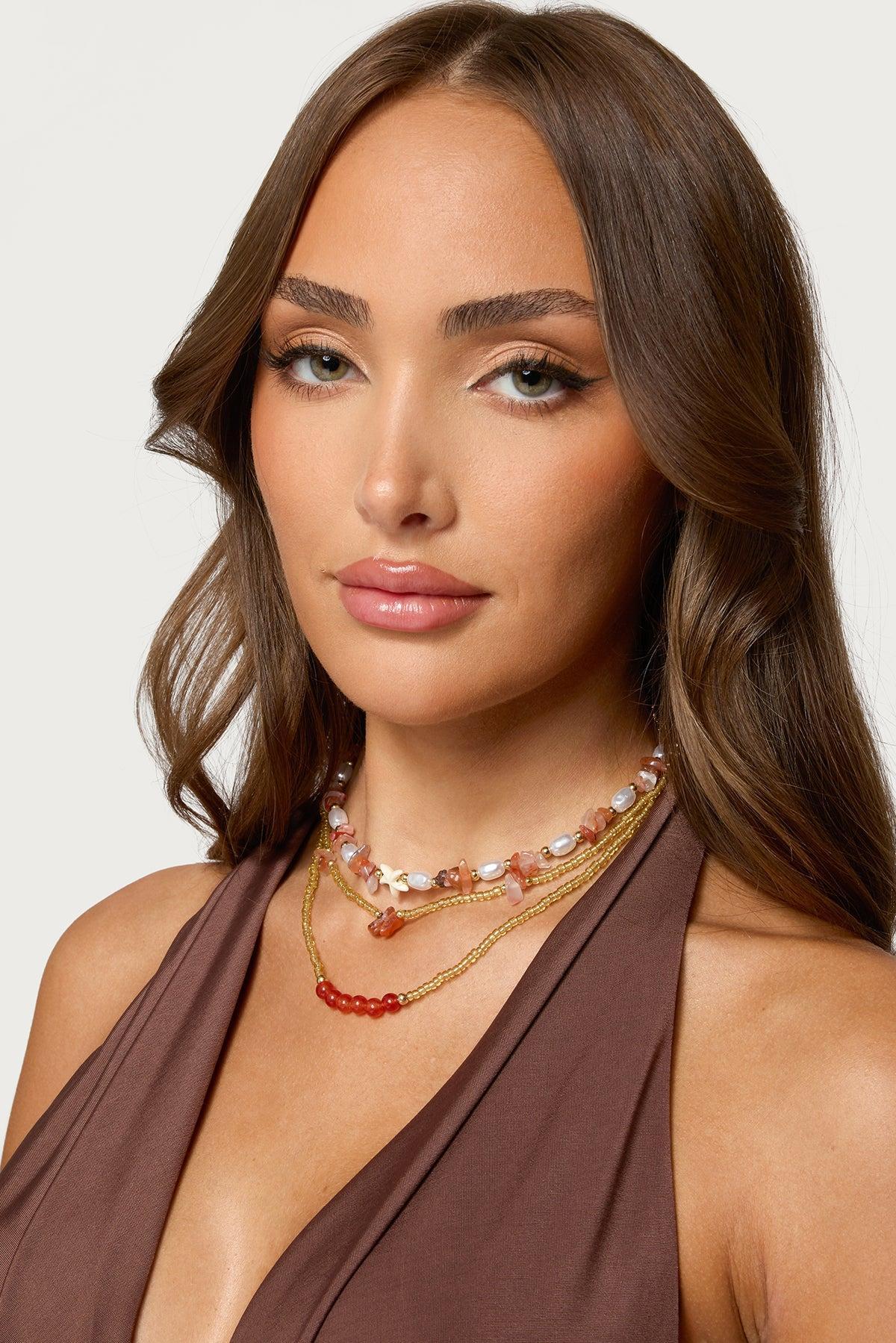 Pearly Beaded Layered Necklace Product Image