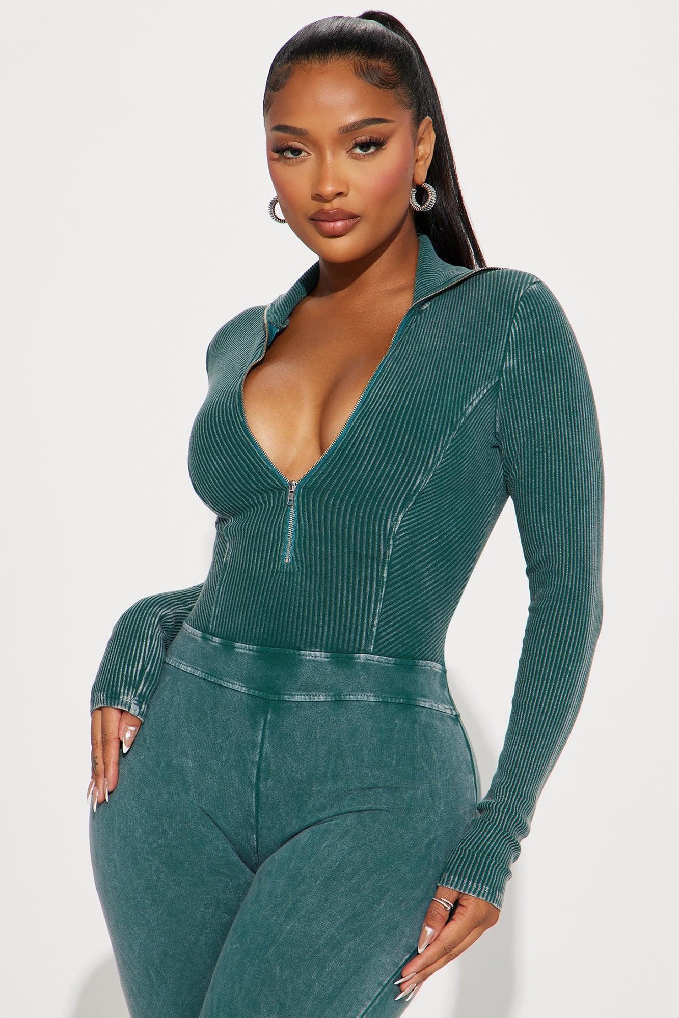 Been Like This Washed Ribbed Jumpsuit  - Hunter Product Image