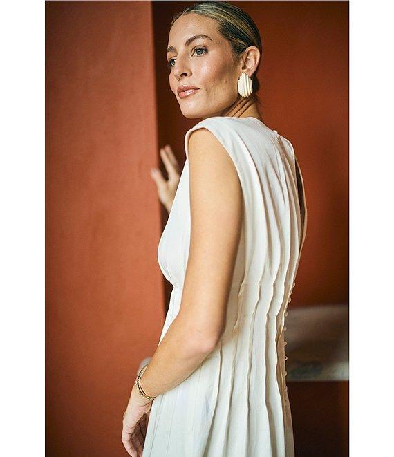 Antonio Melani x M.G. Style Jenny Round Neck Sleeveless Pleat A-Line Fringe Dress Product Image