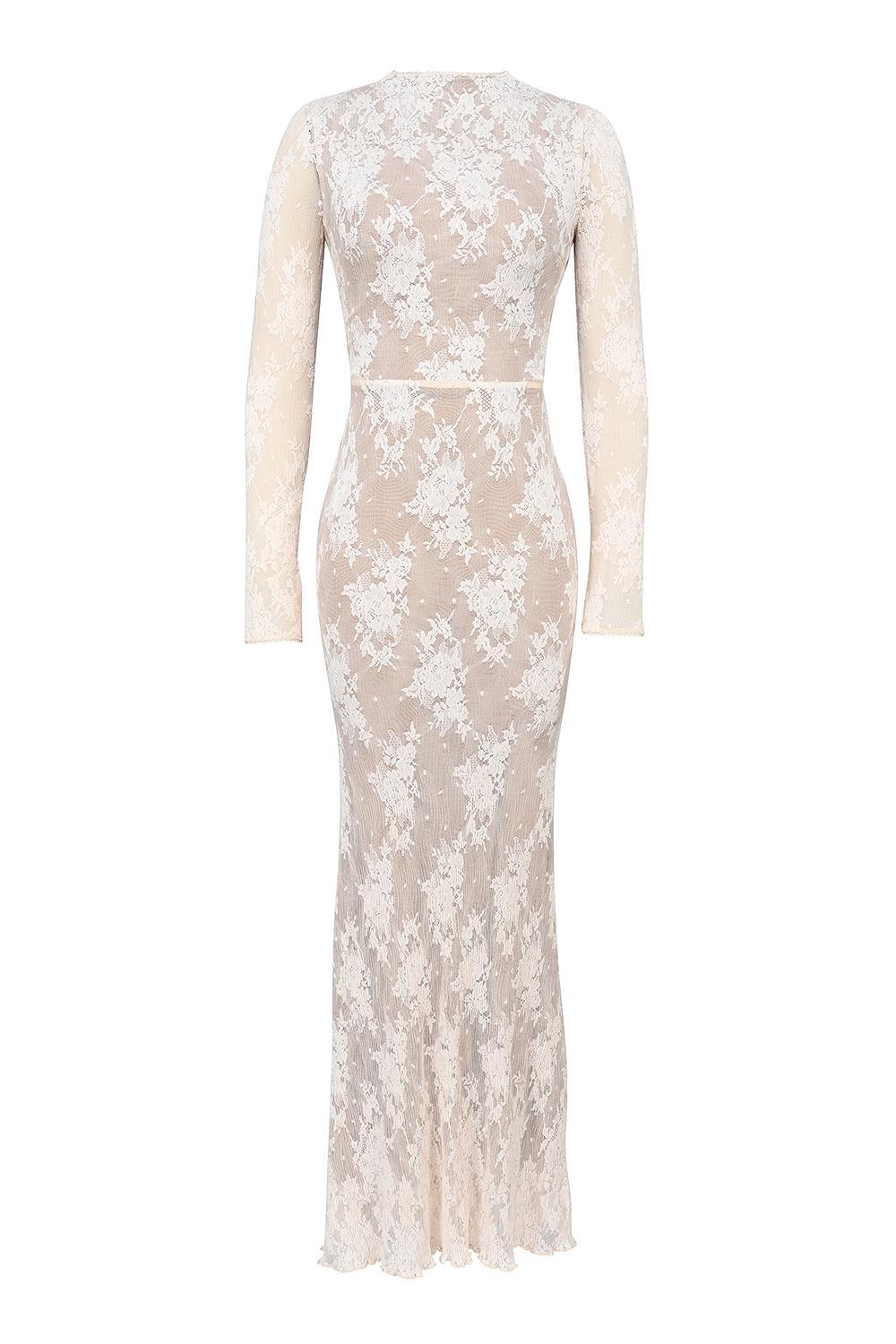 Isoline Peach Lace Maxi Dress Product Image