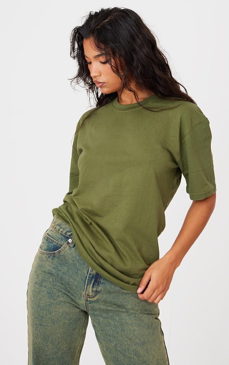 Cotton Khaki Oversized T-Shirt Product Image
