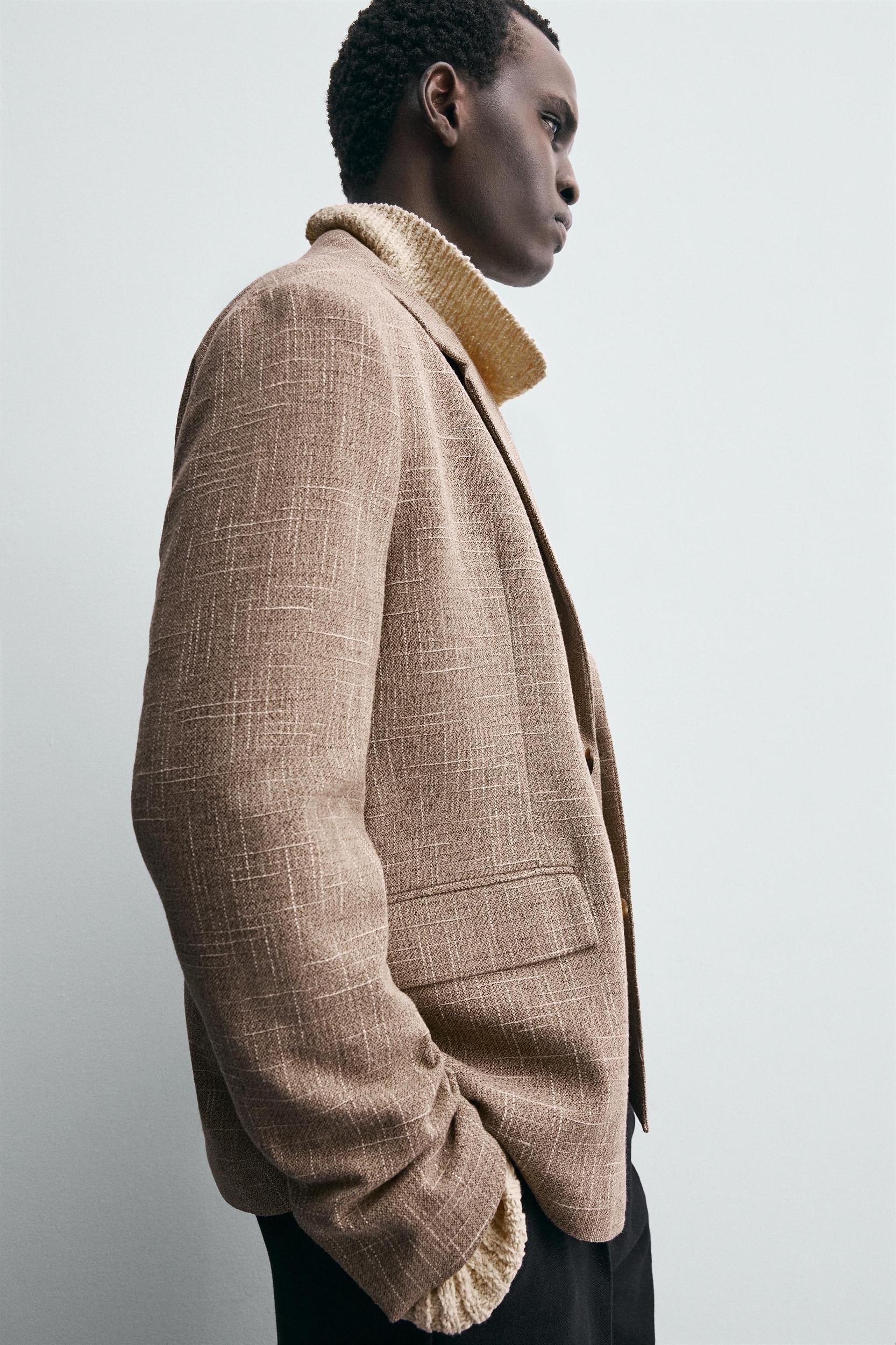 TEXTURED DOUBLE BREASTED BLAZER Product Image