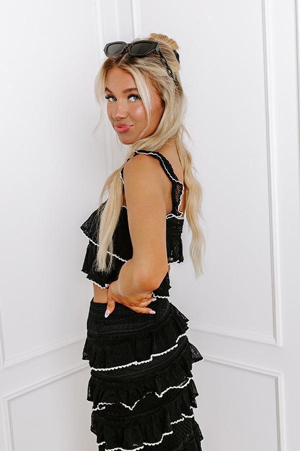 Barbados Bound Knit Crop Top in Black Product Image