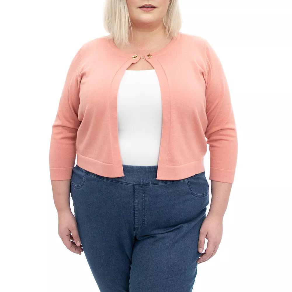 Plus Size Nina Leonard Crop Bolero, Women's, Size: 2XL, Rouge Product Image
