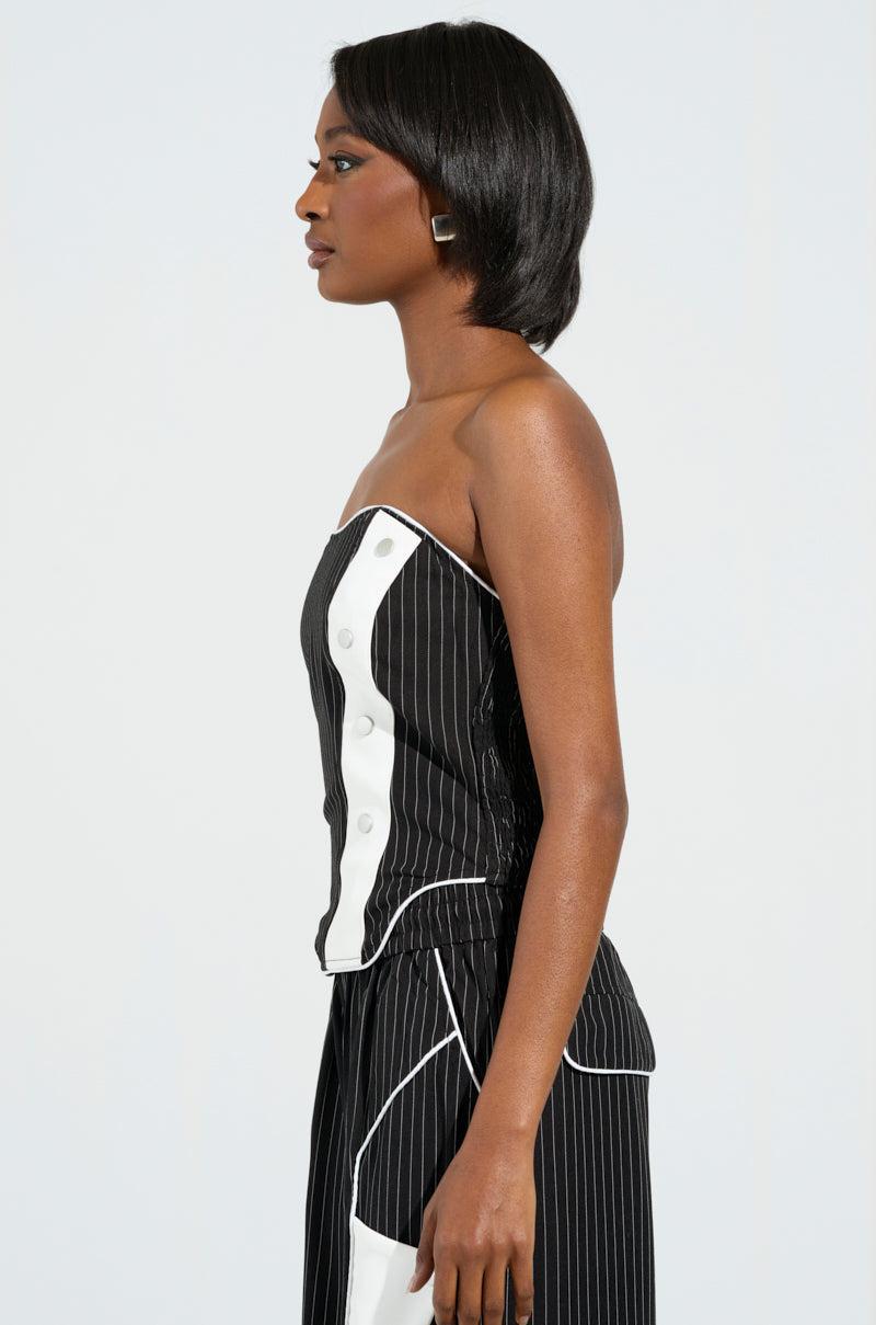 STRICTLY BUSINESS PINSTRIPE STRAPLESS TOP Product Image