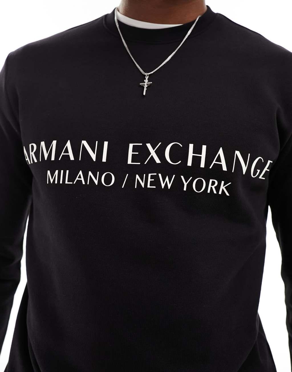Armani Exchange linear logo sweatshirt in black - part of a set Product Image