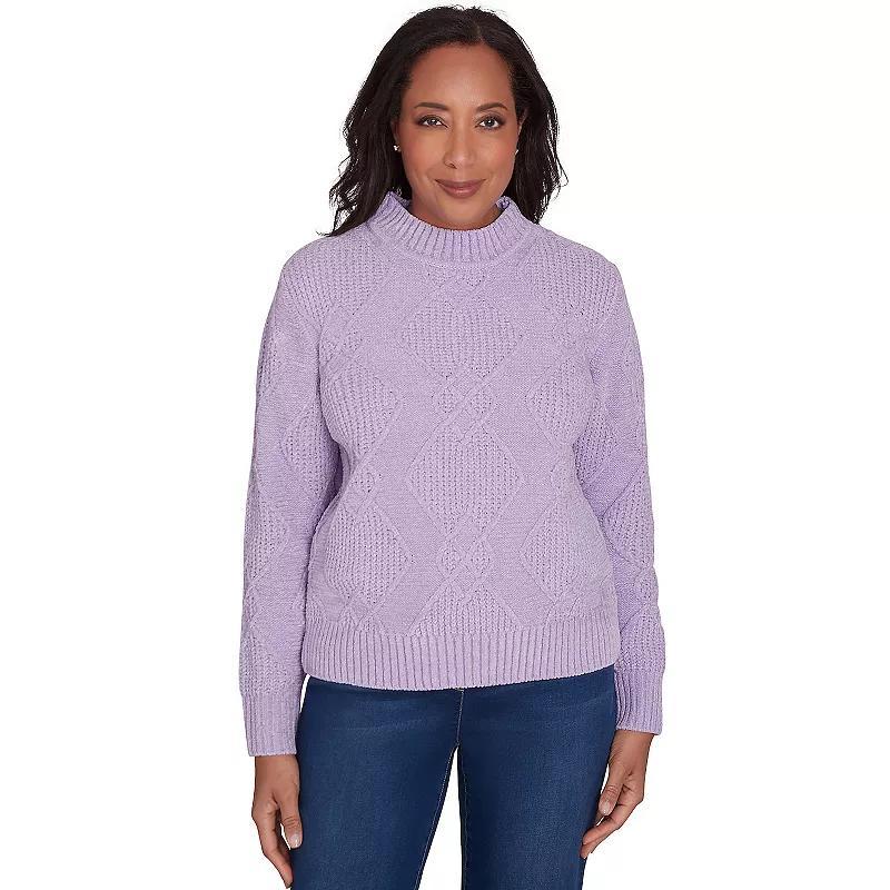 Women's Alfred Dunner Chenille Diamond Turtleneck Sweater, Size: XL, Ivory Product Image