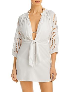 Womens Plunging Cut Out Crochet Coverup Product Image