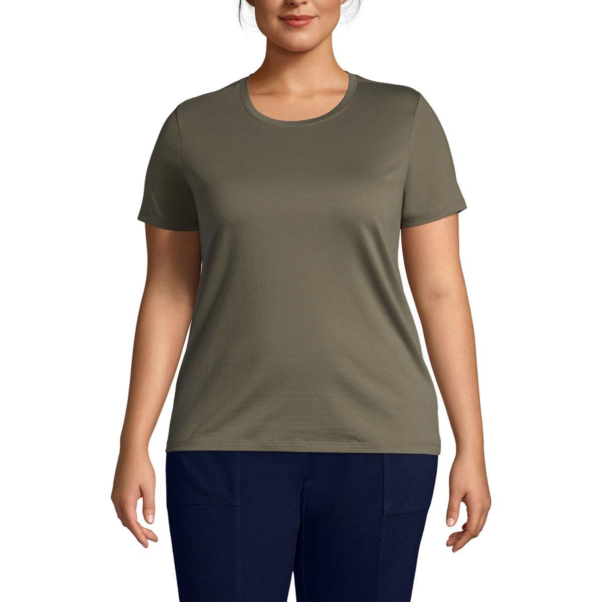 Plus Size Lands' End Relaxed Supima Cotton Crewneck Tee, Women's, Size: 3XL, White Product Image