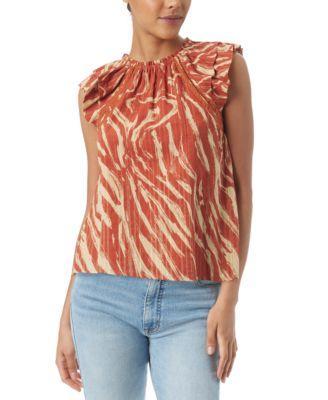 Sam Edelman Womens Baeley Printed Flutter-Sleeve Top Product Image