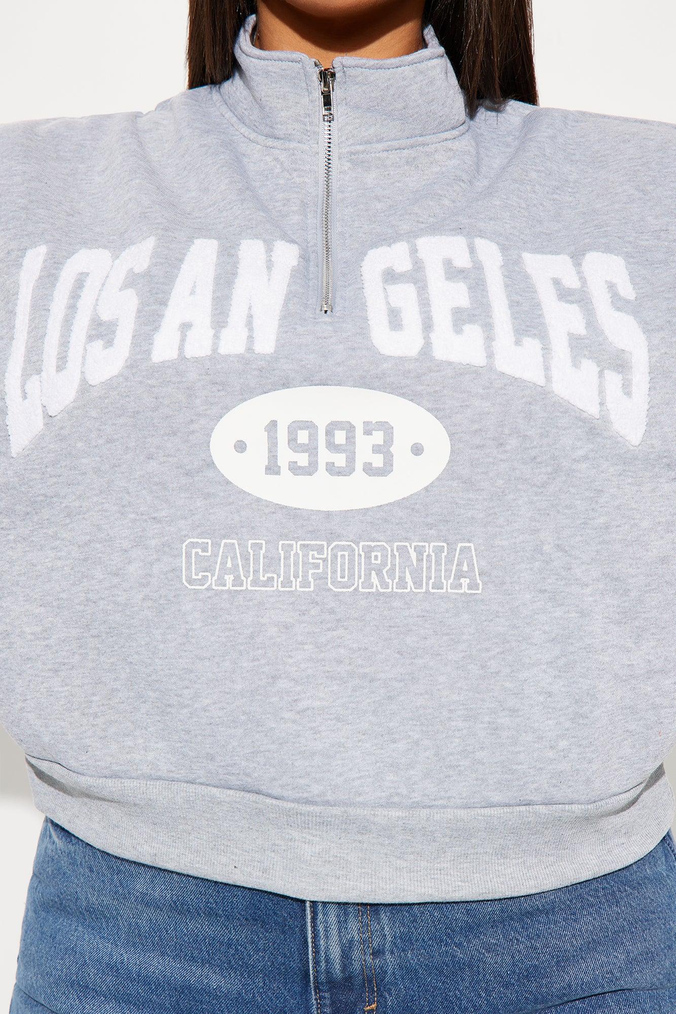 Los Angeles Half Zip Sweatshirt - Heather Grey Product Image