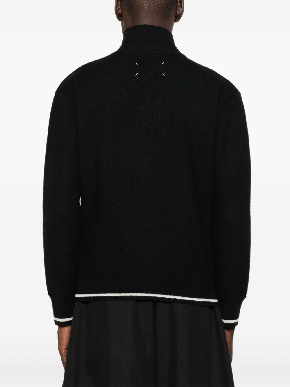 zip-front high-neck cardigan Product Image