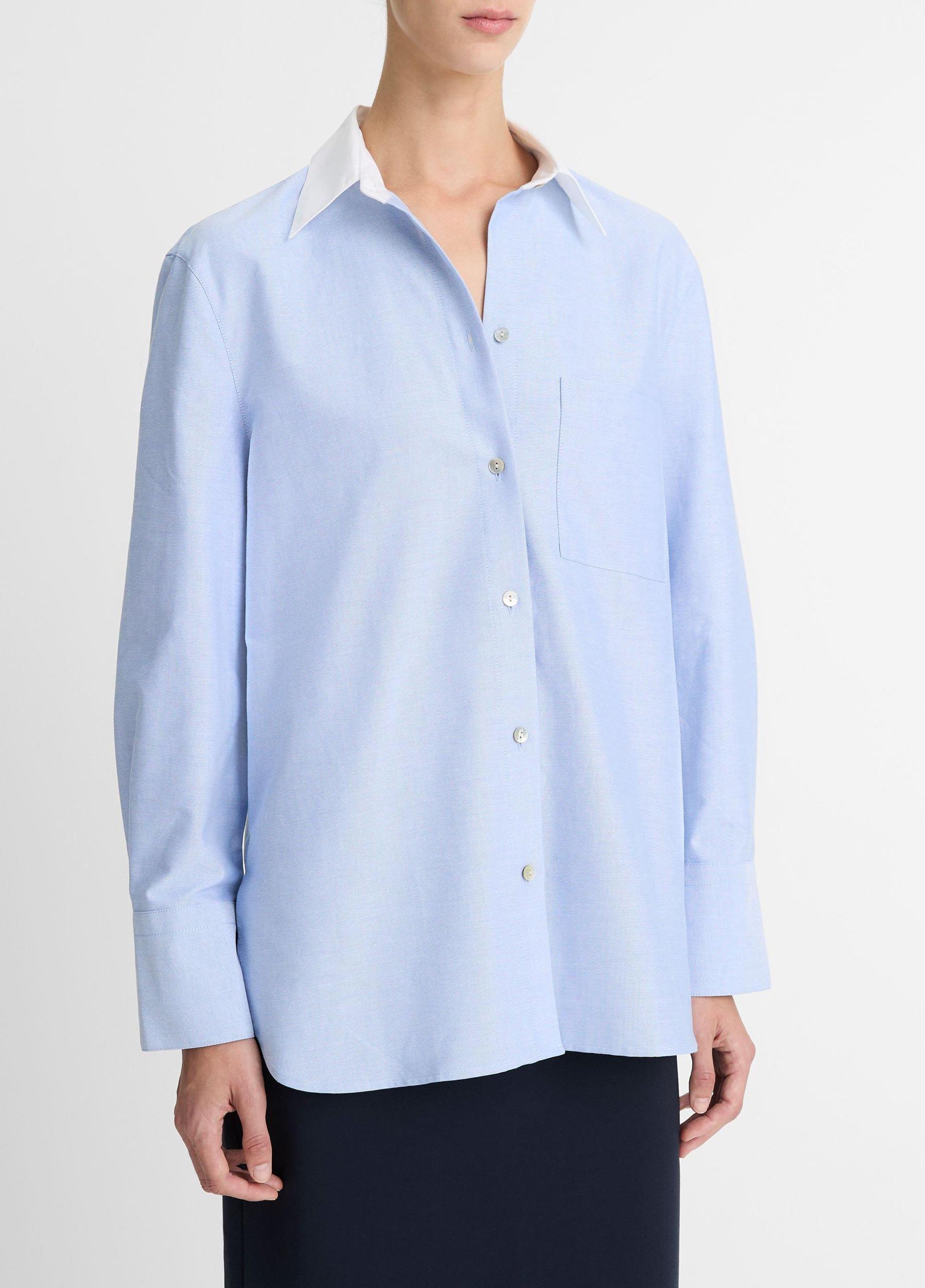 Contrast-Collar Cotton Oxford Shirt Product Image