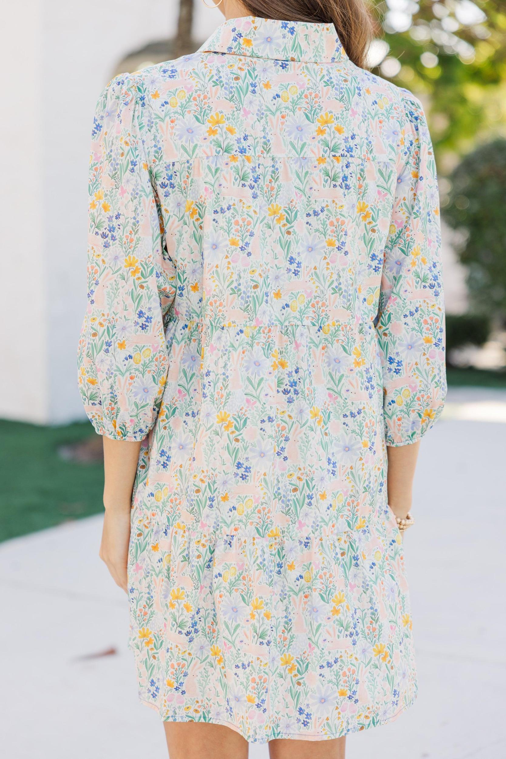 On Your Way Light Blue Easter Floral Babydoll Dress Female Product Image
