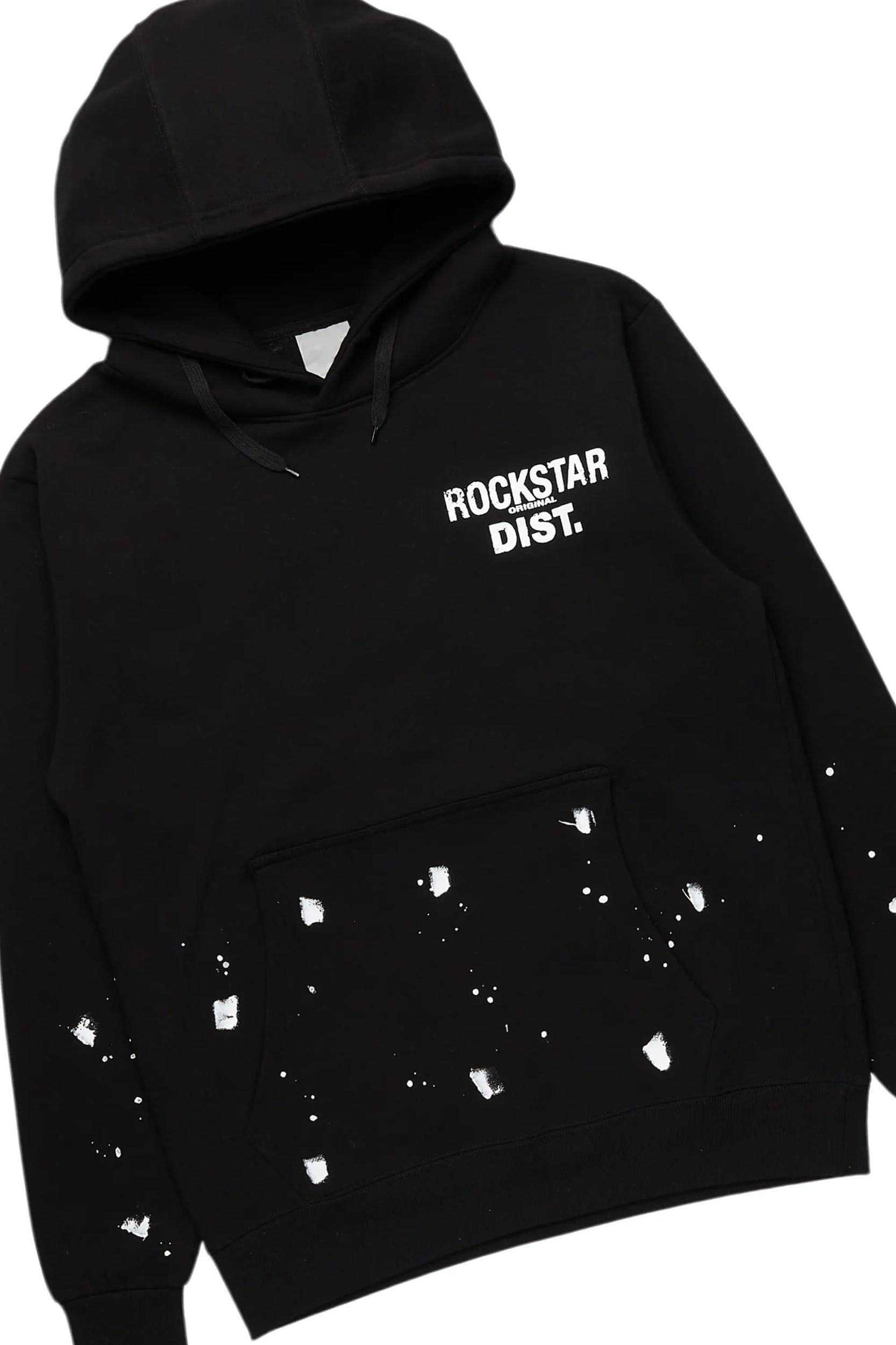 Raffer Black Hoodie/Jogger Cargo Sweat Pant Set Male Product Image