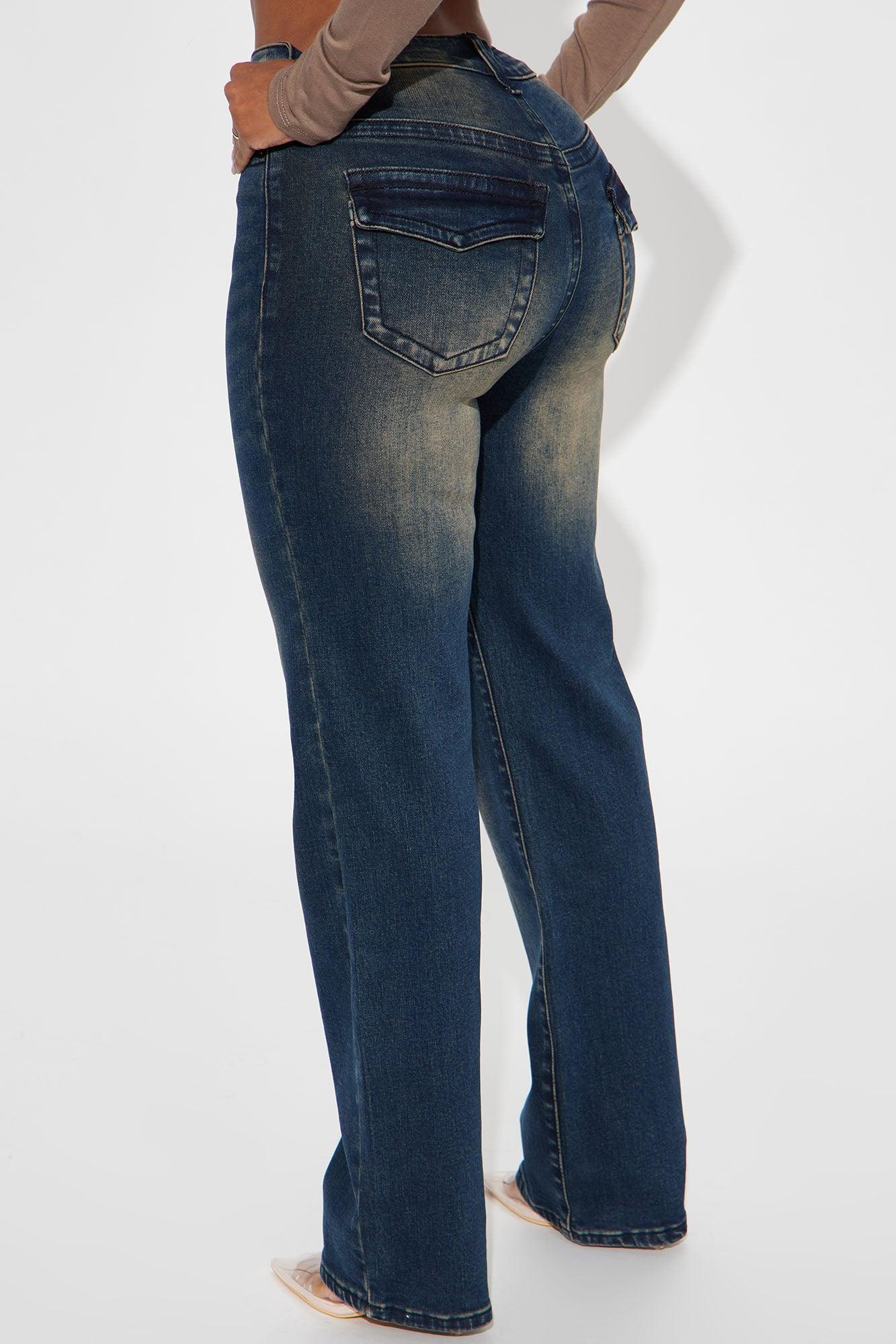 Keep It In Mind Stretch Tinted Straight Leg Jeans - Dark Wash Product Image