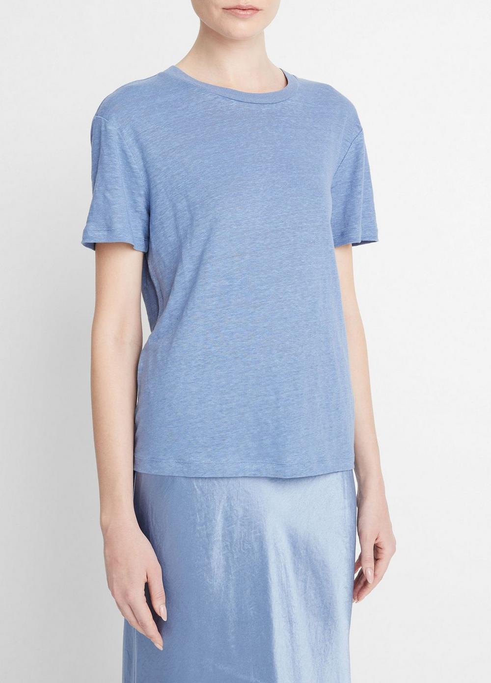 Womens Linen Drop-shoulder Crew Neck T-Shirt, Black, Size XS Vince Product Image