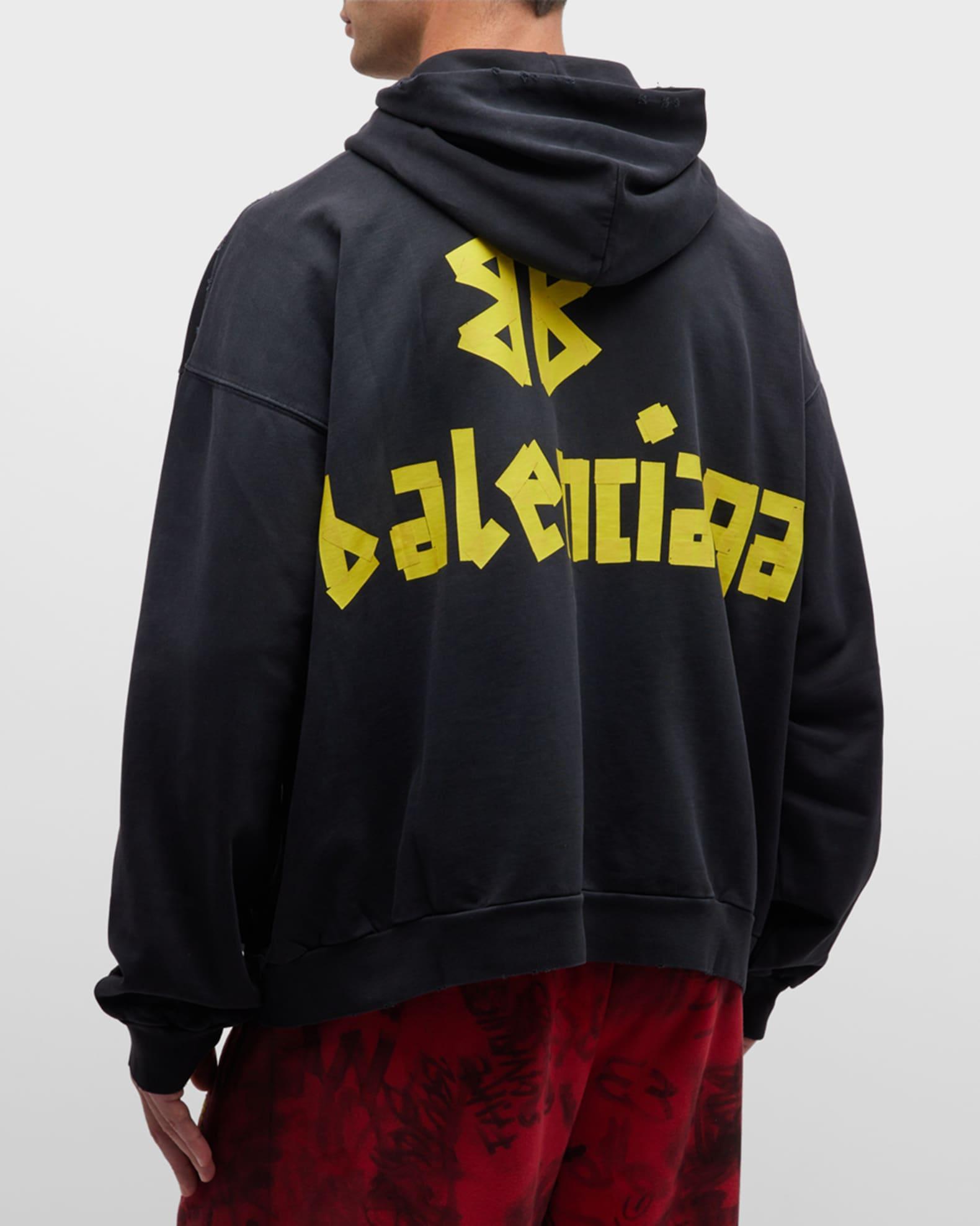 Men's Tape Type Ripped Pocket Zip Up Hoodie Large Fit Product Image