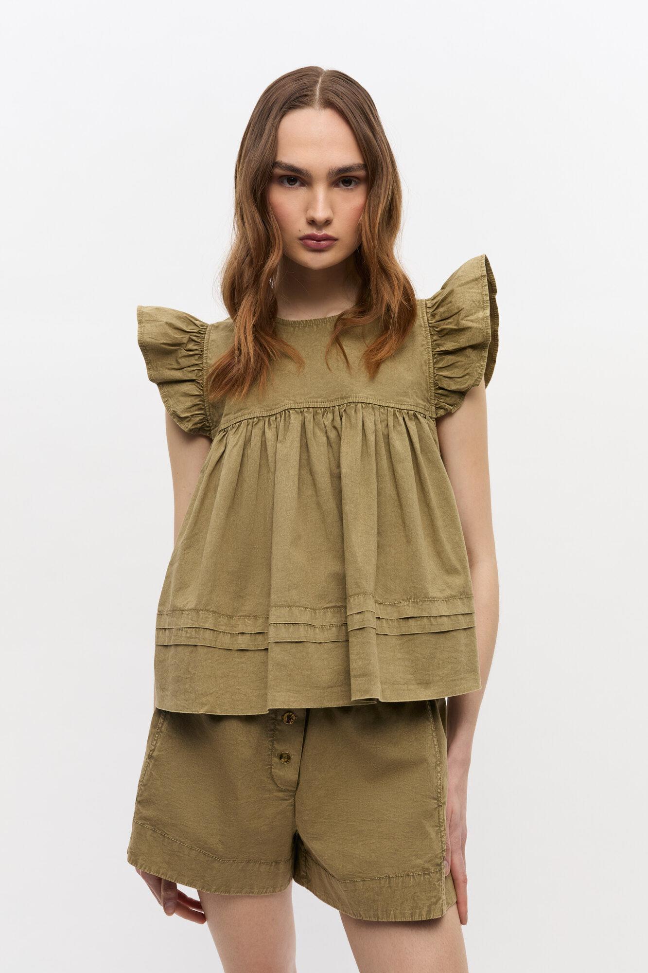 Green Washed Cotton Top Product Image