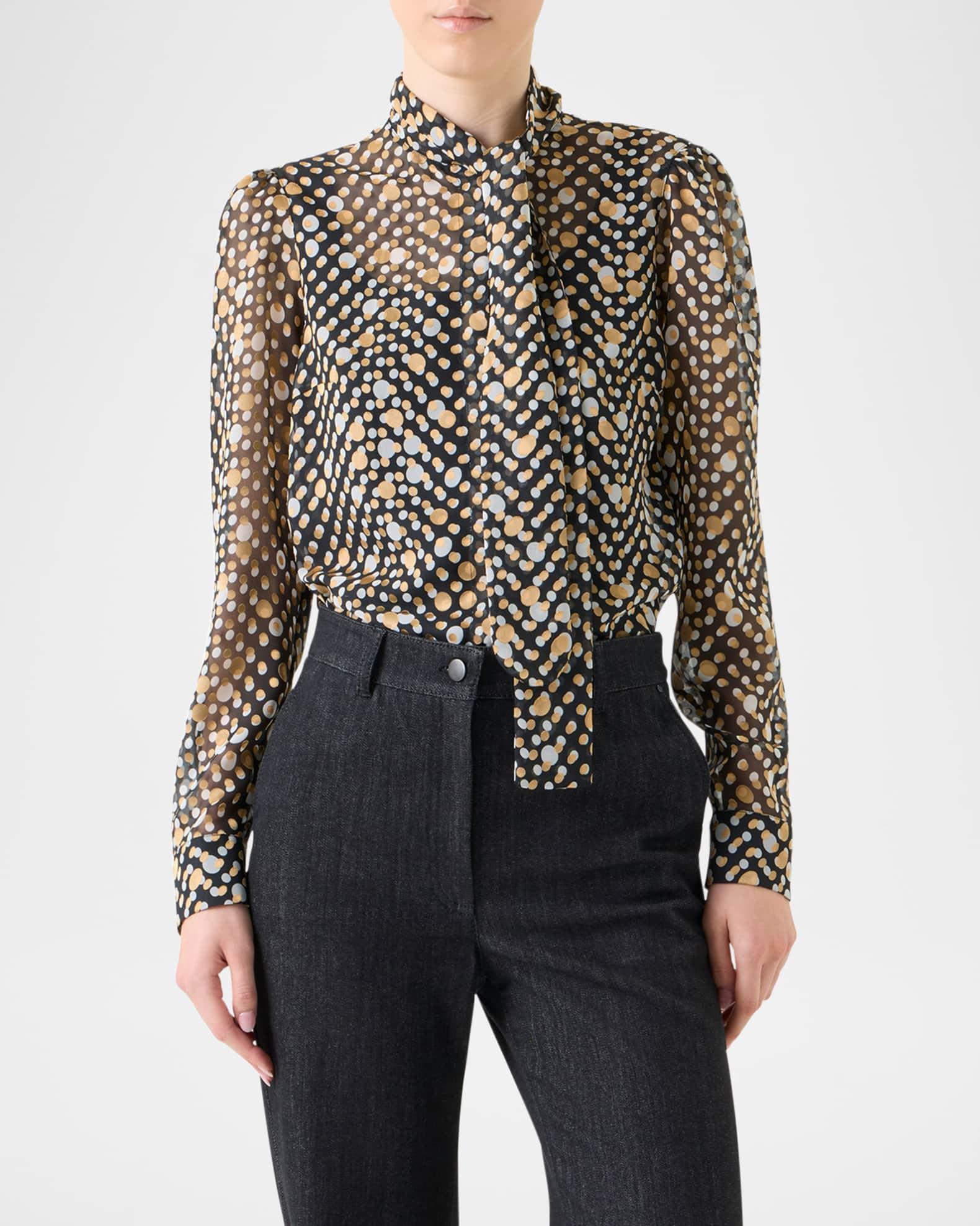 Polka Dot Crepe de Chine Blouse Product Image