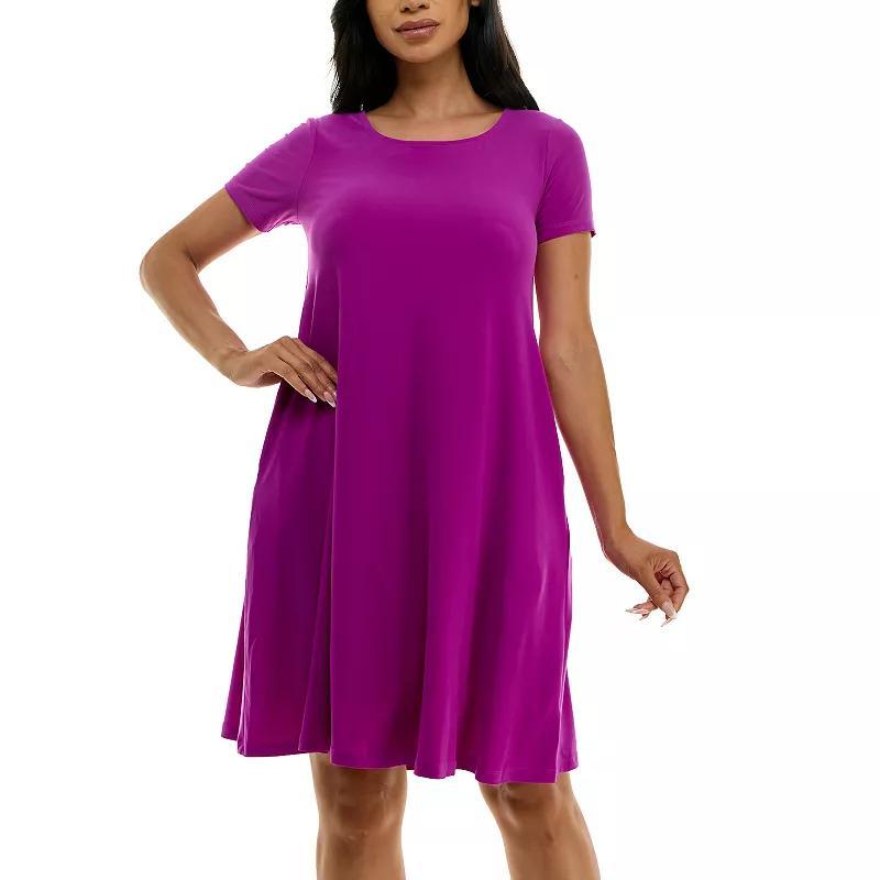Women's Nina Leonard Lace-Up Back Swing Dress, Size: Small, Purple Product Image