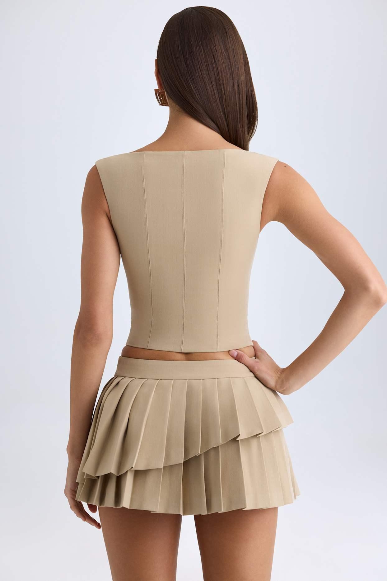 Open-Front Crop Top in Camel Product Image
