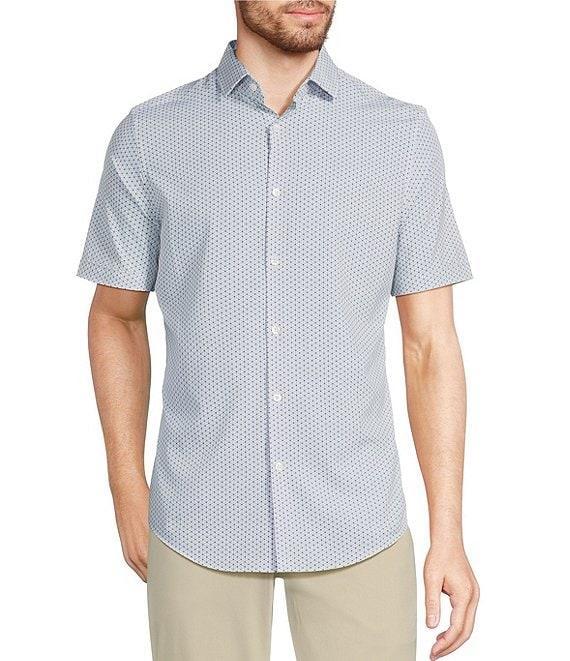 Murano Slim Fit Performance Stretch Geometric Print Short Sleeve Woven Shirt Product Image