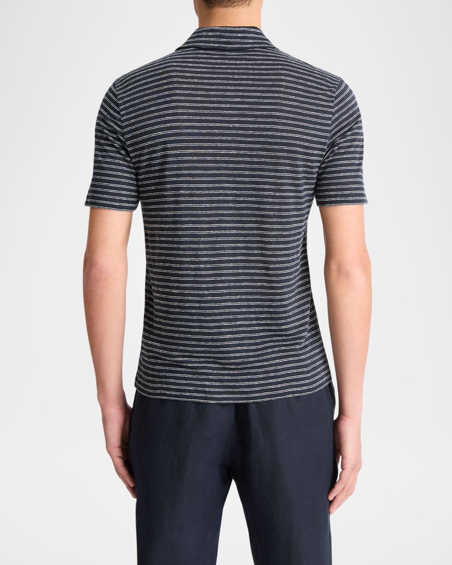 Striped Linen Jersey Polo Shirt Product Image
