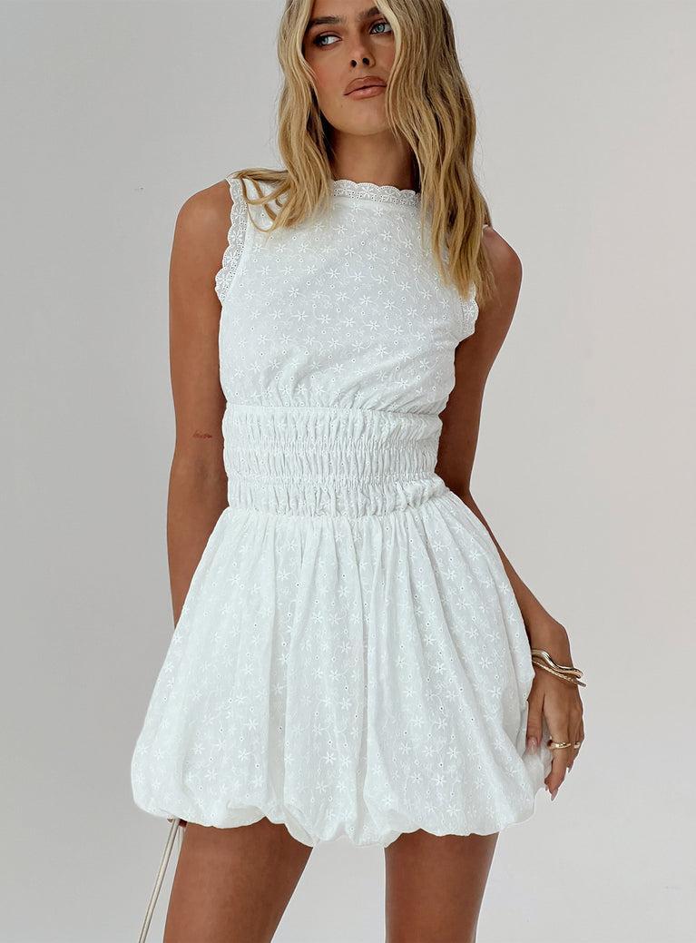 Vittoria Bubble Hem Mini Dress White Product Image