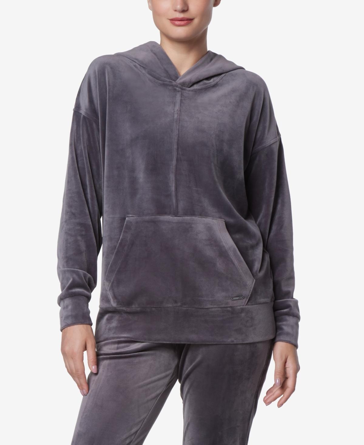 Andrew Marc Sport Velvet Knit Long Sleeve Kangaroo Pocket Hoodie Product Image