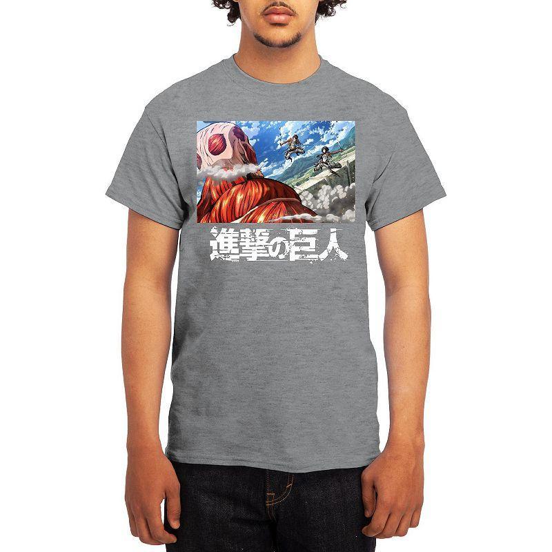 Men's Attack on Titan Action Fight Titan Clouds Tee, Boy's, Size: Large, Grey Red Product Image