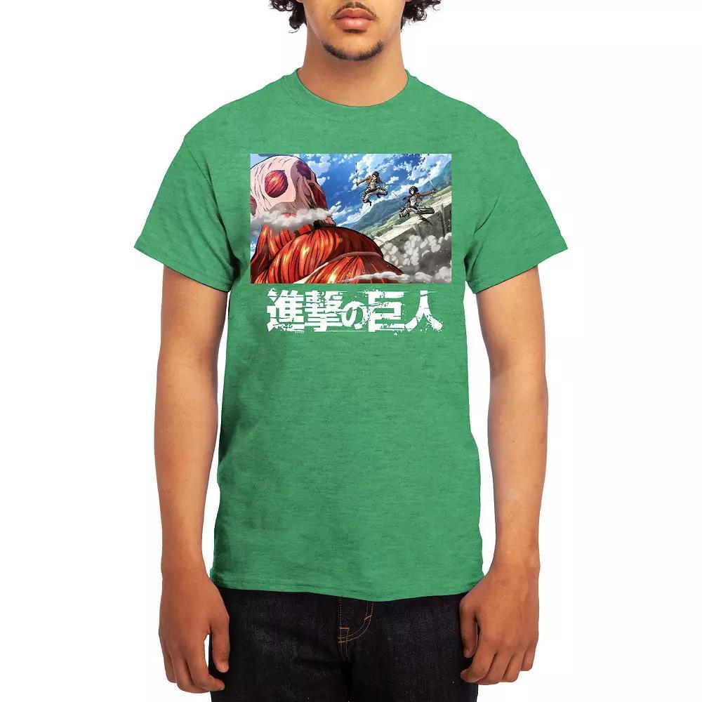 Men's Attack on Titan Action Fight Titan Clouds Tee, Boy's, Size: Large, Grey Red Product Image