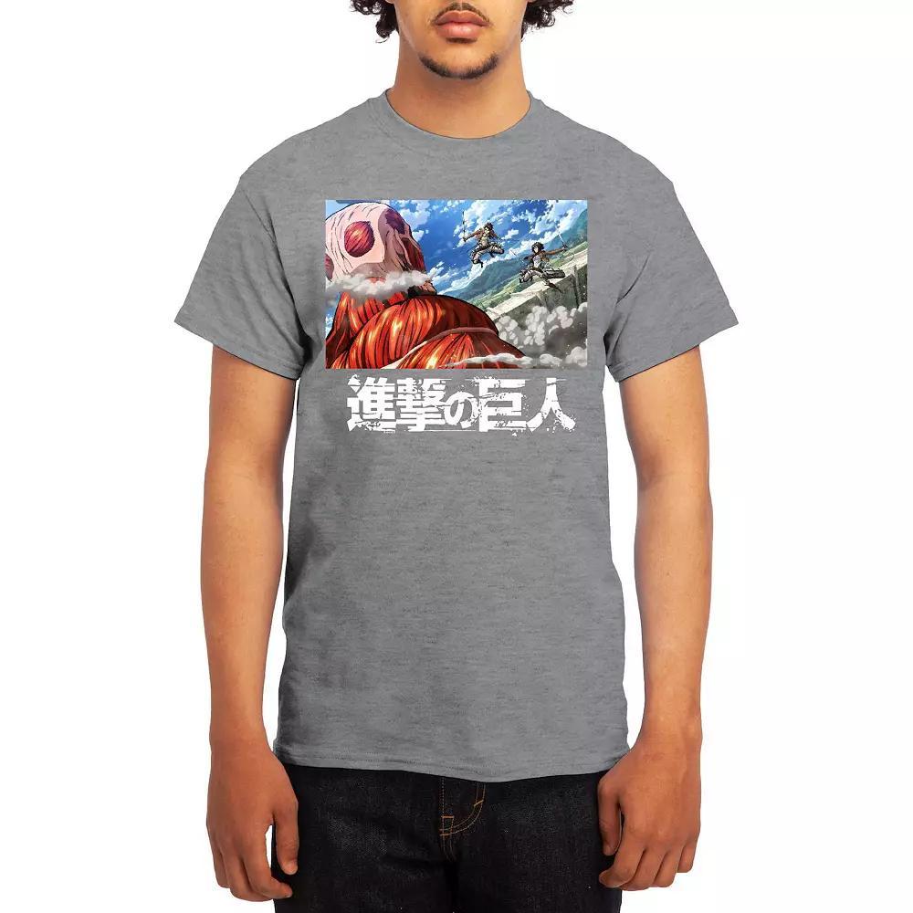 Men's Attack on Titan Action Fight Titan Clouds Tee, Boy's, Size: Large, Grey Red Product Image