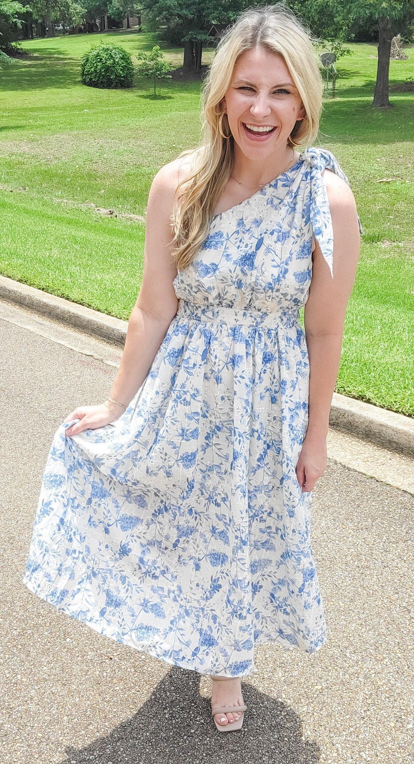 Seaside Floral Print Midi Dress (Small to Large) Product Image