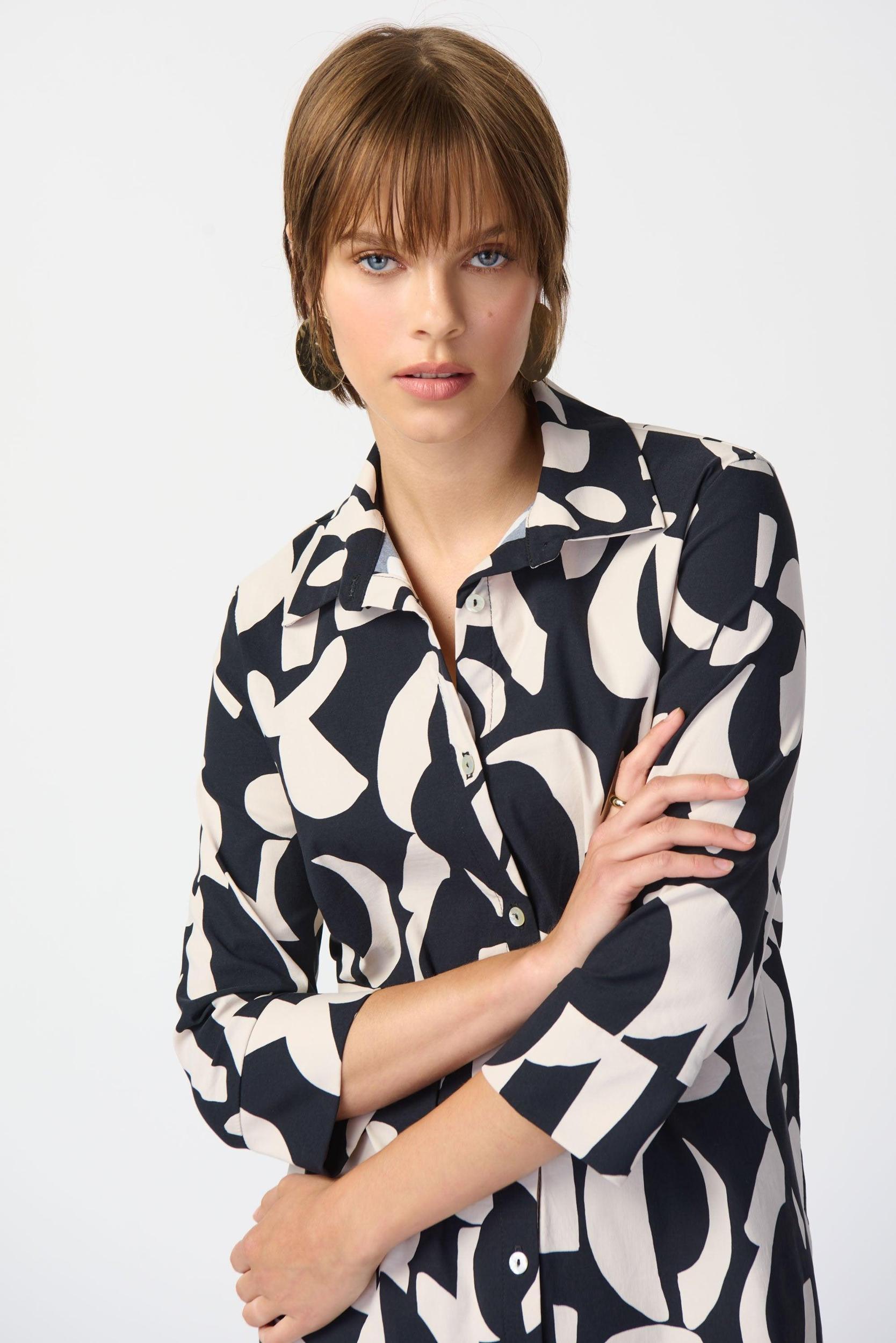 Abstract Print Stretch Poplin Trapeze Dress Product Image