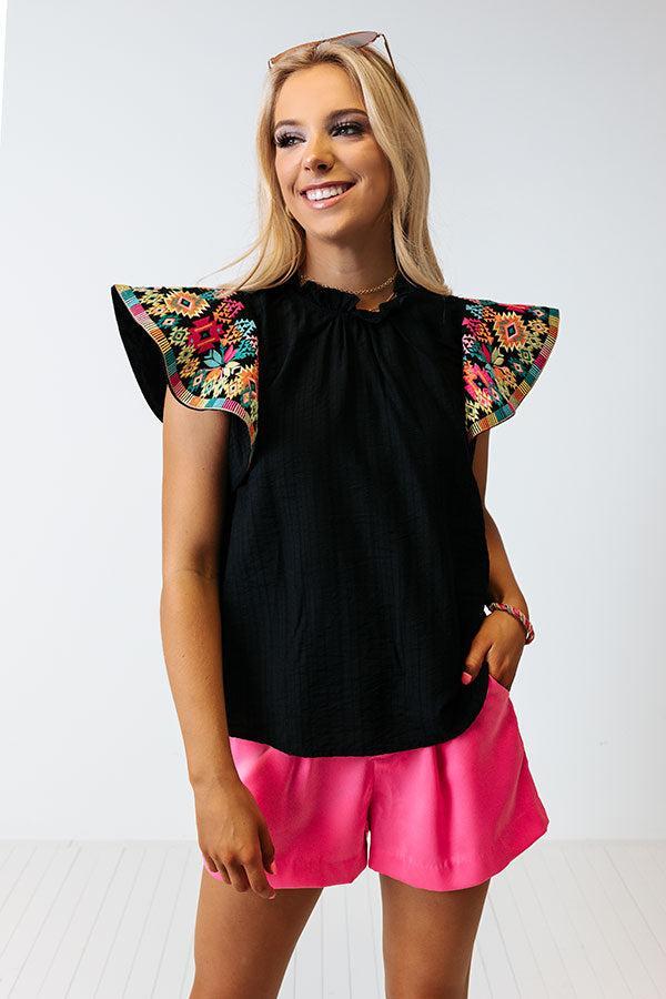 Near To Paradise Embroidered Shift Top In Black Product Image