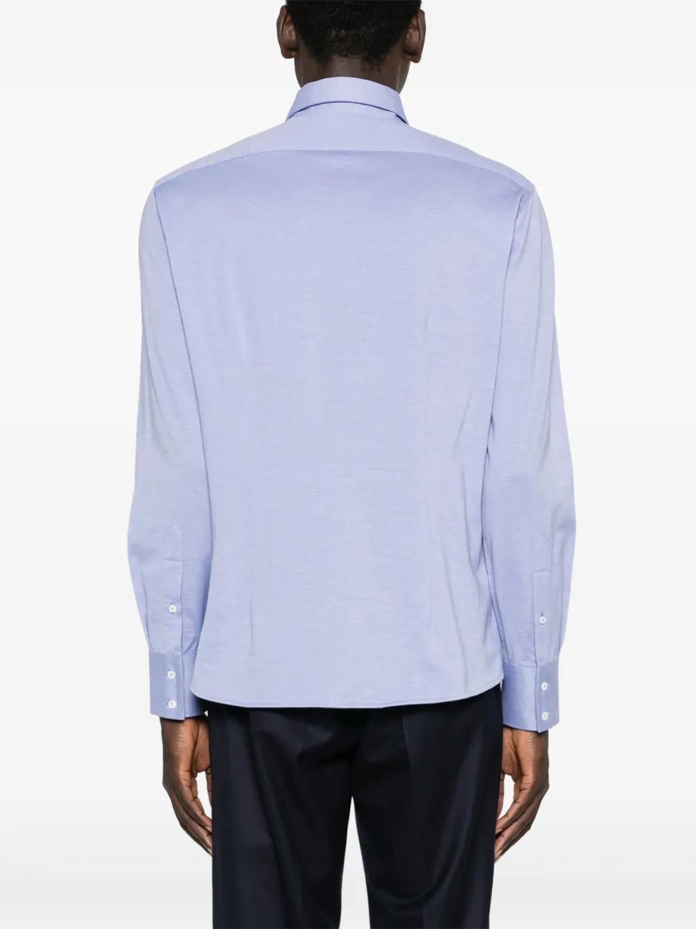 BRUNELLO CUCINELLI Spread-collar Cotton Shirt In Blue Product Image